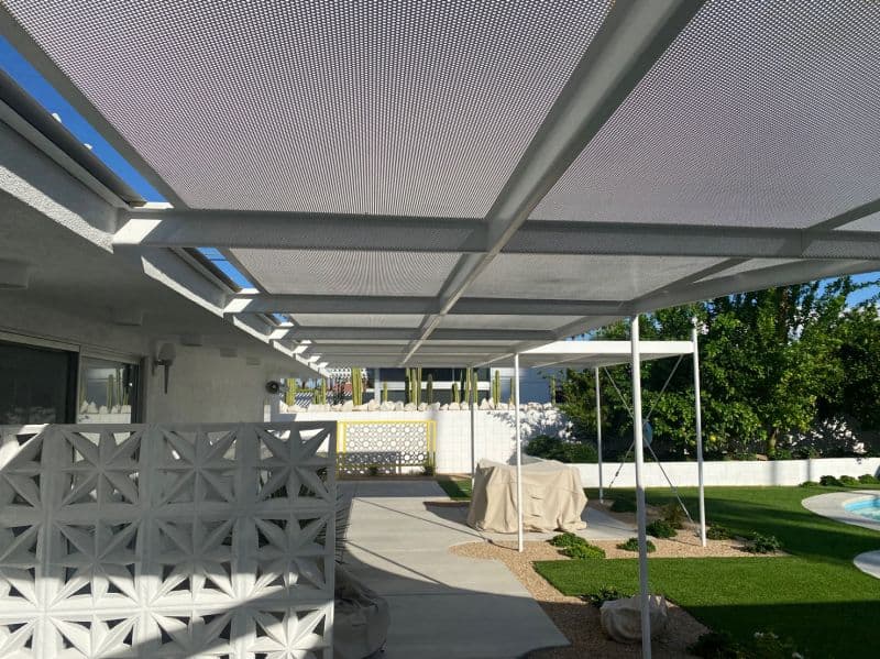 Breeze-block shaded patio