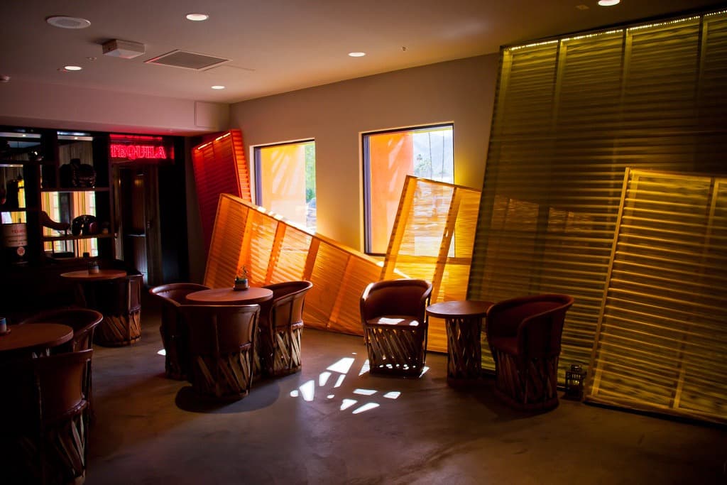 Saguaro bar with a TEQUILA neon sign